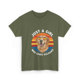 Just A Girl Who Loves Goldens Dogs T-Shirt - Military Green