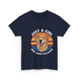 Just A Girl Who Loves Goldens Dogs T-Shirt - Navy