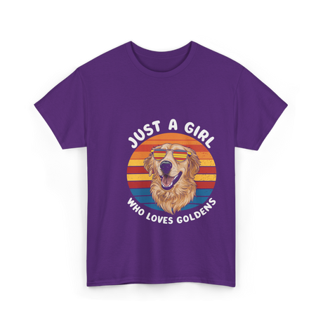 Just A Girl Who Loves Goldens Dogs T-Shirt - Purple