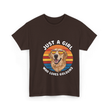 Just A Girl Who Loves Goldens Dogs T-Shirt - Dark Chocolate