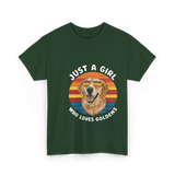 Just A Girl Who Loves Goldens Dogs T-Shirt - Forest Green