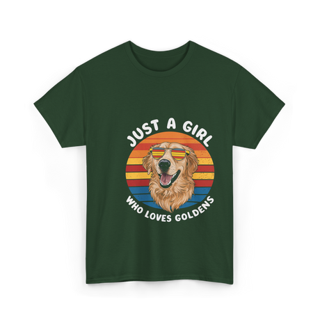 Just A Girl Who Loves Goldens Dogs T-Shirt - Forest Green