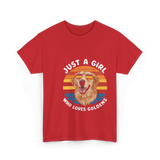 Just A Girl Who Loves Goldens Dogs T-Shirt - Red