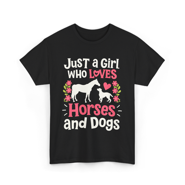 Just a Girl Who Loves Horses Animals T-Shirt - Black