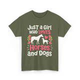 Just a Girl Who Loves Horses Animals T-Shirt - Military Green