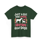 Just a Girl Who Loves Horses Animals T-Shirt - Forest Green