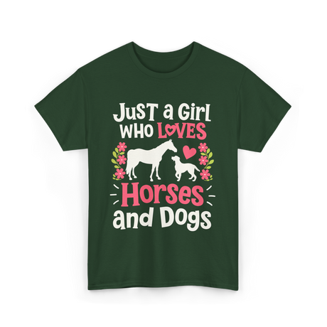 Just a Girl Who Loves Horses Animals T-Shirt - Forest Green