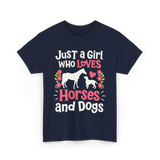 Just a Girl Who Loves Horses Animals T-Shirt - Navy