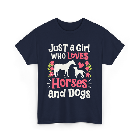 Just a Girl Who Loves Horses Animals T-Shirt - Navy