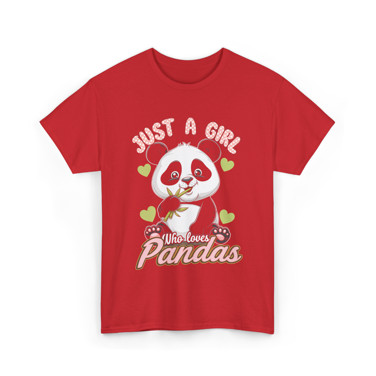 Just A Girl Who Loves Pandas Panda T-Shirt - Red