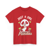 Just A Girl Who Loves Pandas Panda T-Shirt - Red