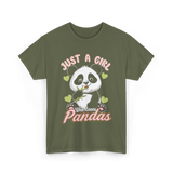 Just A Girl Who Loves Pandas Panda T-Shirt - Military Green