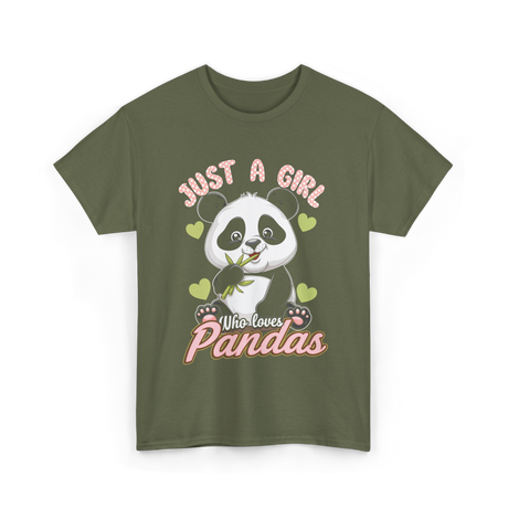 Just A Girl Who Loves Pandas Panda T-Shirt - Military Green