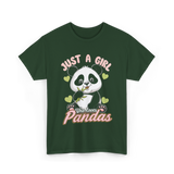 Just A Girl Who Loves Pandas Panda T-Shirt - Forest Green