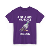 Just A Girl Who Loves Pigeons Pigeon T-Shirt - Purple