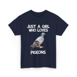 Just A Girl Who Loves Pigeons Pigeon T-Shirt - Navy