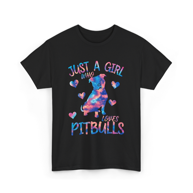 Just a Girl Who Loves Pitbulls Dog T-Shirt - Black