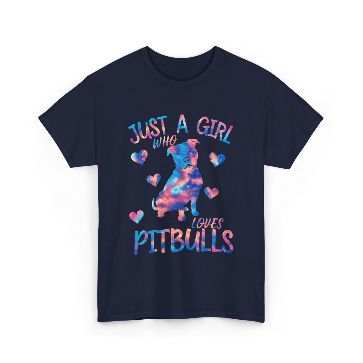 Just a Girl Who Loves Pitbulls Dog T-Shirt - Navy