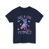 Just a Girl Who Loves Pitbulls Dog T-Shirt - Navy