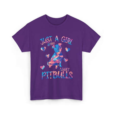 Just a Girl Who Loves Pitbulls Dog T-Shirt - Purple