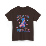 Just a Girl Who Loves Pitbulls Dog T-Shirt - Dark Chocolate