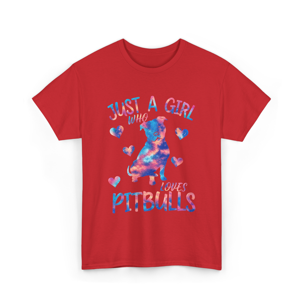 Just a Girl Who Loves Pitbulls Dog T-Shirt - Red