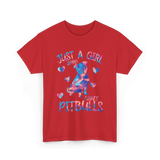 Just a Girl Who Loves Pitbulls Dog T-Shirt - Red