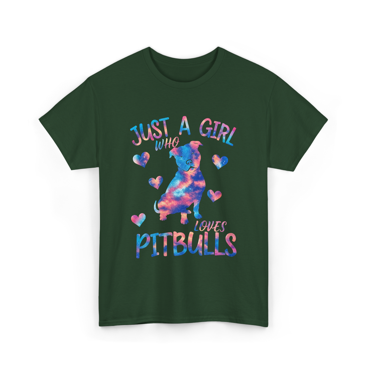 Just a Girl Who Loves Pitbulls Dog T-Shirt - Forest Green