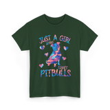 Just a Girl Who Loves Pitbulls Dog T-Shirt - Forest Green