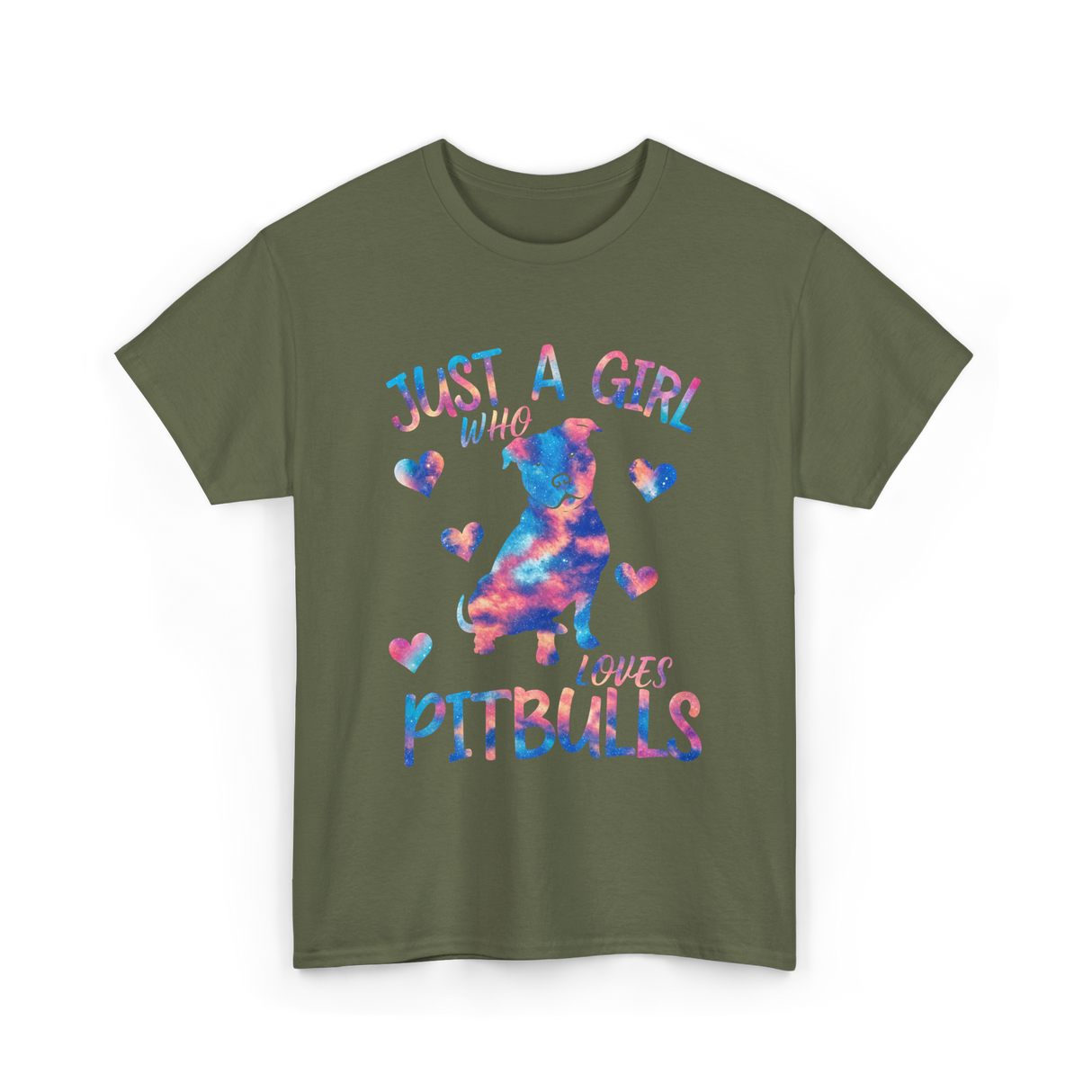 Just a Girl Who Loves Pitbulls Dog T-Shirt - Military Green