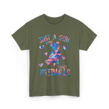 Just a Girl Who Loves Pitbulls Dog T-Shirt - Military Green