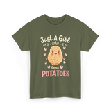 Just A Girl Who Loves Potatoes T-Shirt - Military Green