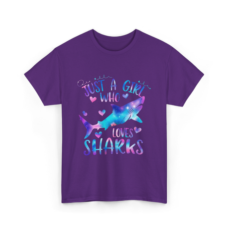 Just a Girl Who Loves Sharks Shark T-Shirt - Purple