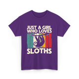 Just a Girl Who Loves Sloths T-Shirt - Purple