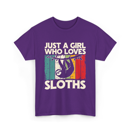 Just a Girl Who Loves Sloths T-Shirt - Purple