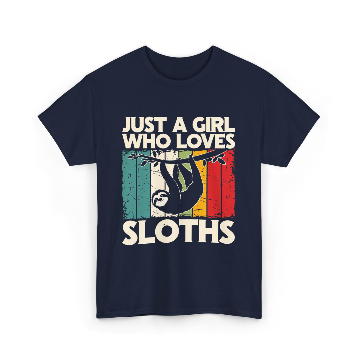 Just a Girl Who Loves Sloths T-Shirt - Navy