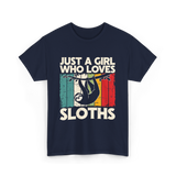 Just a Girl Who Loves Sloths T-Shirt - Navy