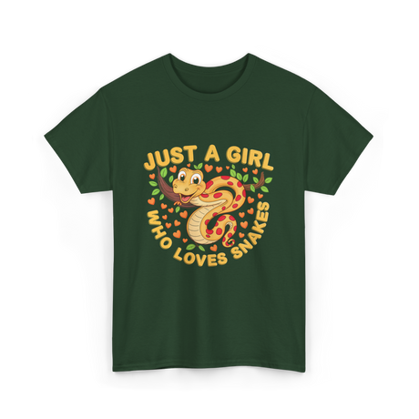 Just a Girl Who Loves Snakes Snake Lover T-Shirt - Forest Green