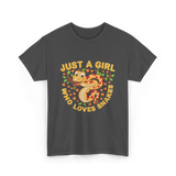 Just a Girl Who Loves Snakes Snake Lover T-Shirt - Dark Heather