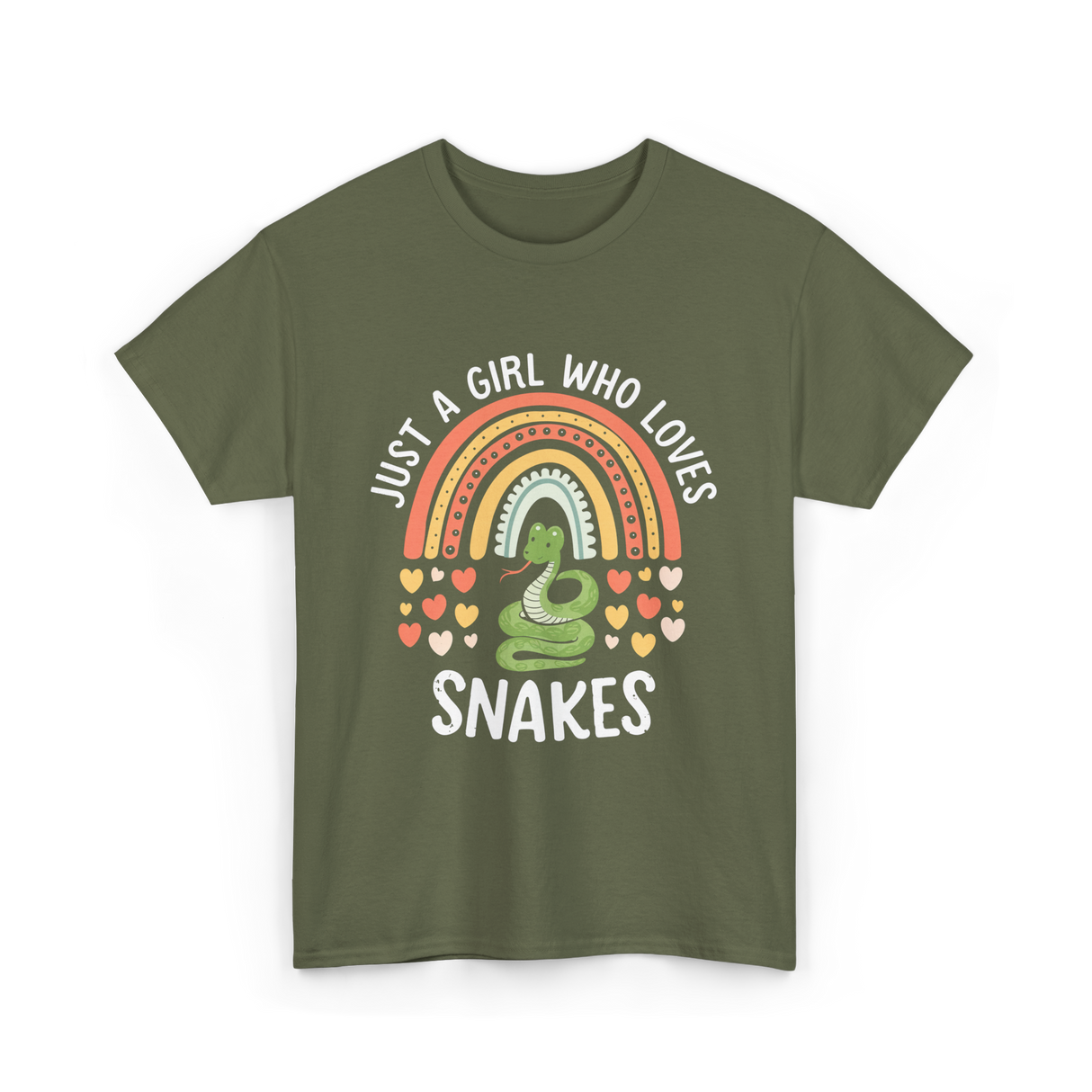 Just A Girl Who Loves Snakes Snake Lover T-Shirt - Military Green