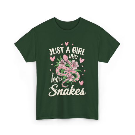 Just A Girl Who Loves Snakes Snake Lover T-Shirt - Forest Green