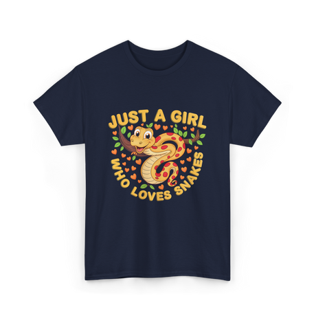 Just a Girl Who Loves Snakes Snake Lover T-Shirt - Navy