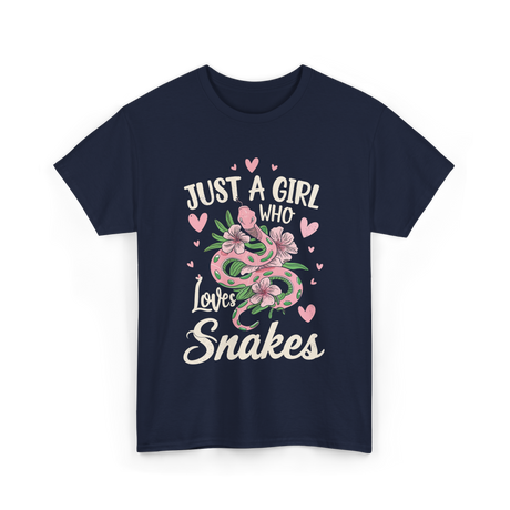 Just A Girl Who Loves Snakes Snake Lover T-Shirt - Navy