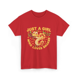 Just a Girl Who Loves Snakes Snake Lover T-Shirt - Red