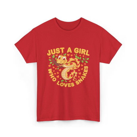 Just a Girl Who Loves Snakes Snake Lover T-Shirt - Red