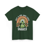 Just A Girl Who Loves Snakes Snake Lover T-Shirt - Forest Green