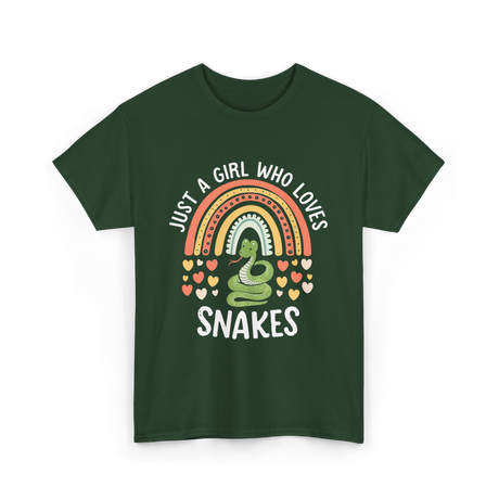 Just A Girl Who Loves Snakes Snake Lover T-Shirt - Forest Green