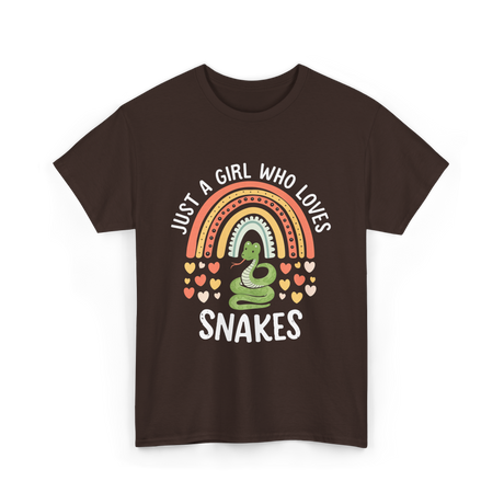 Just A Girl Who Loves Snakes Snake Lover T-Shirt - Dark Chocolate