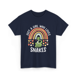 Just A Girl Who Loves Snakes Snake Lover T-Shirt - Navy