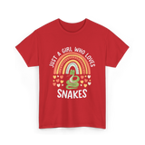 Just A Girl Who Loves Snakes Snake Lover T-Shirt - Red